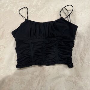 Princess Polly Black Ruched Crop Top